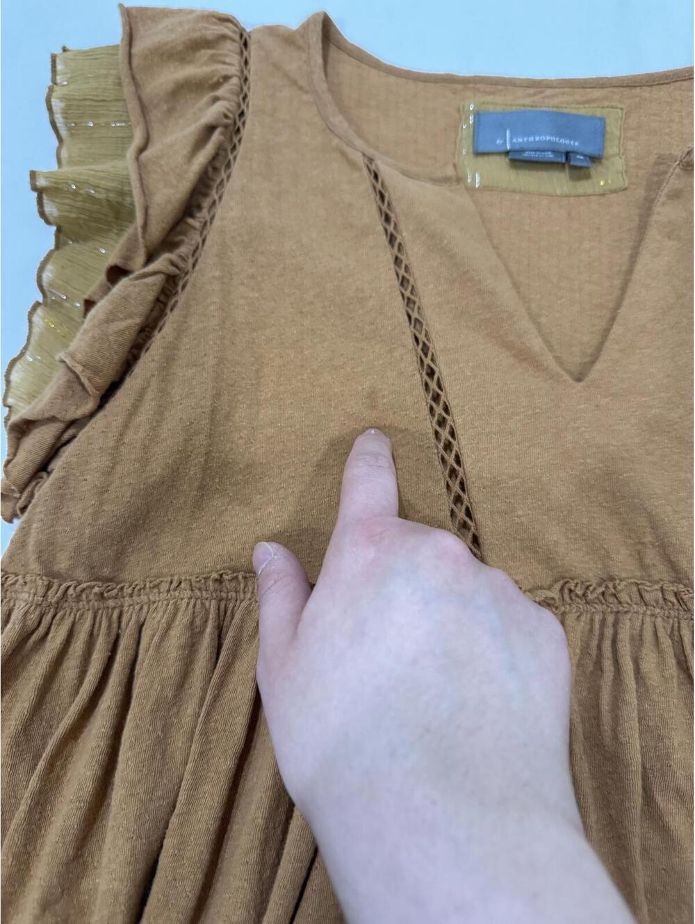 Anthropologie Rust Caroline Boho Flutter Sleeve Babydoll Blouse Top Size XS - Picture 5 of 9